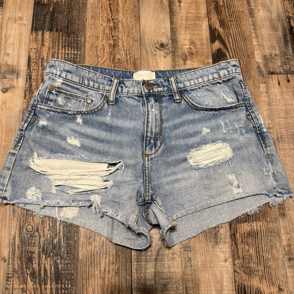 Gilded Intent Pants - Gilded Intent Buckle Distressed Mid-Rise Size 28 Denim Shorts